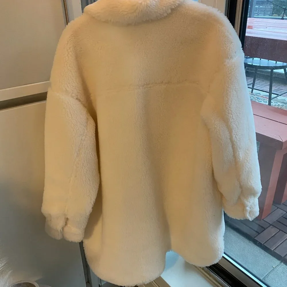 NWT: Stand Studio White Sherpa Sabi Jacket Size 36 (medium but fits like an XL) - Picture 2 of 4